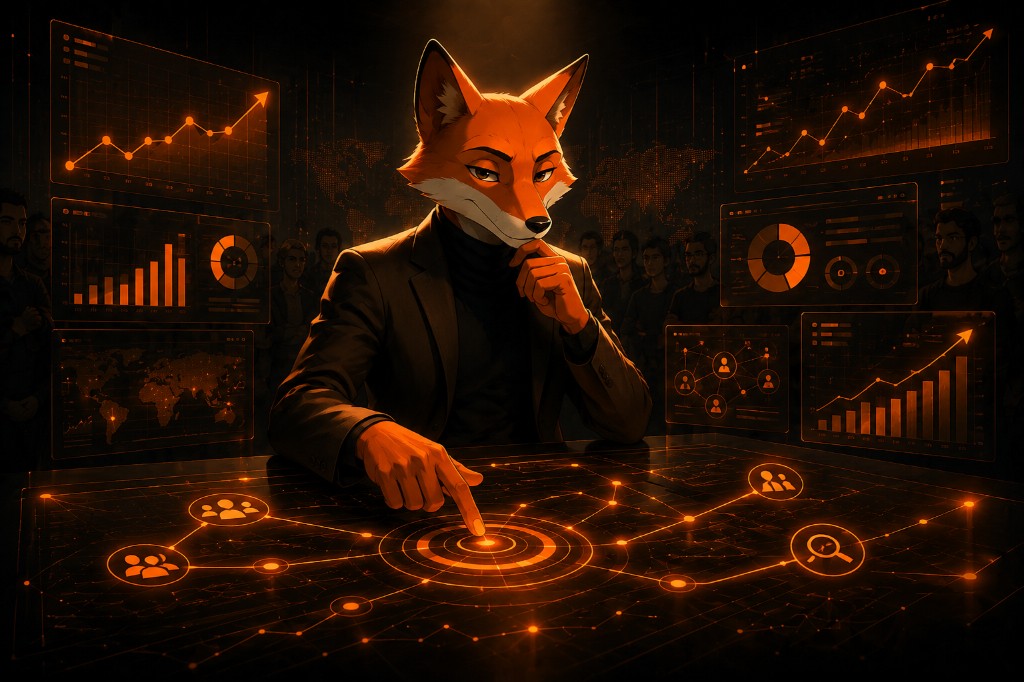 Beyond Folks growth fox reviewing performance data, campaigns, and analytics