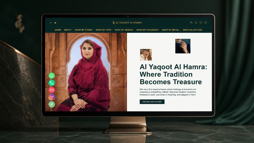 Al Yaqoot Al Hamra Fine Jewellery website homepage mockup